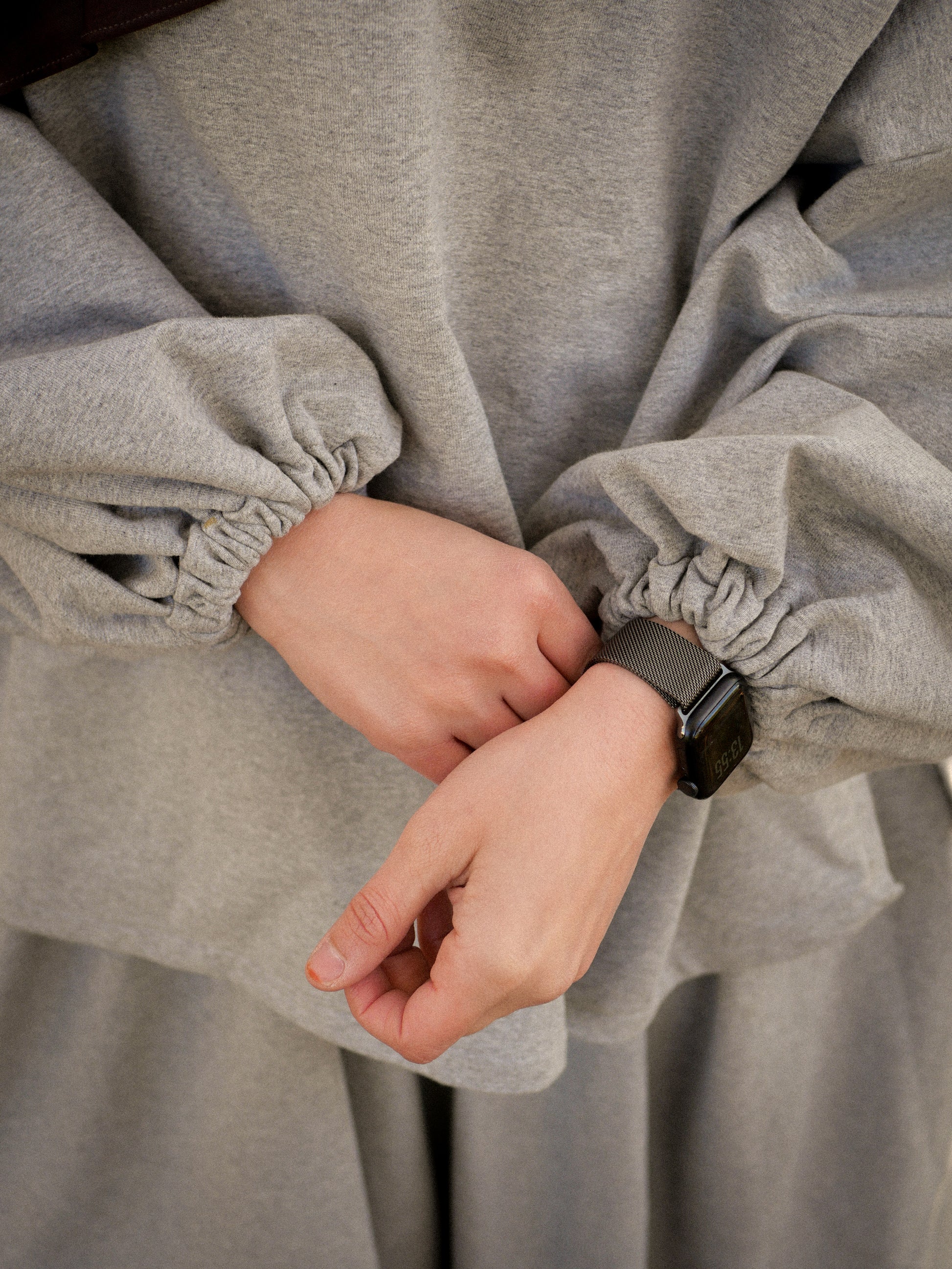 pull coton molletonne gris