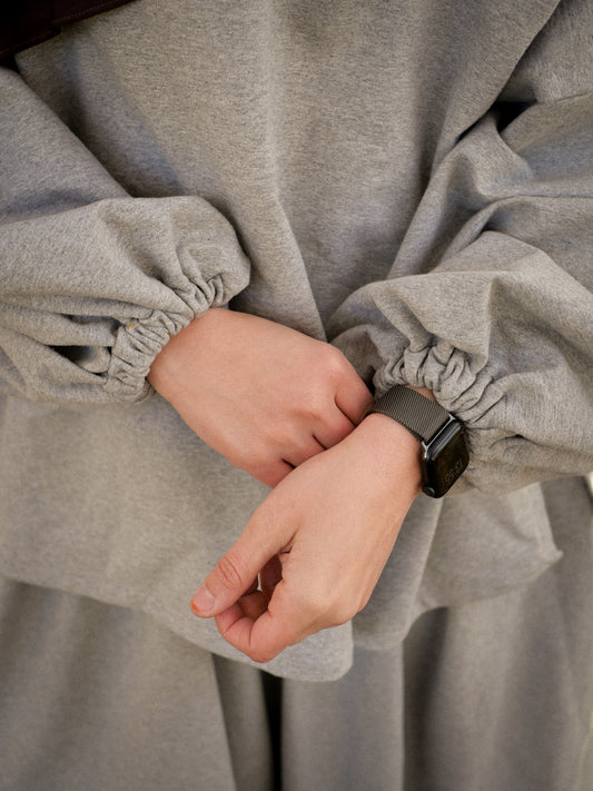 pull coton molletonne gris